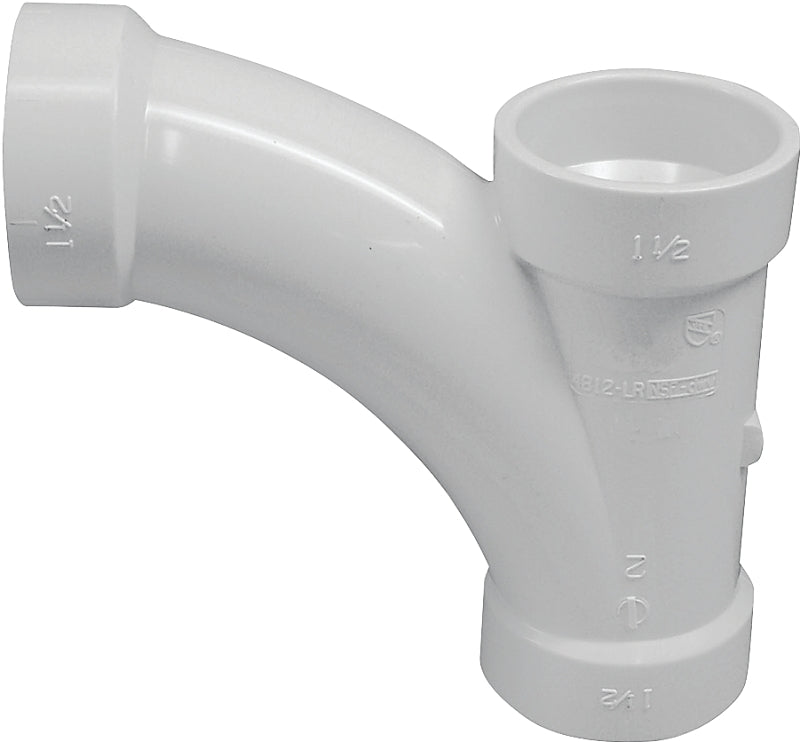 IPEX USA LLC-CANPLAS Canplas 194301 DWV Combination Tee Pipe Wye, 1-1/2 in, Hub, PVC, White, SCH 40 Schedule PLUMBING, HEATING & VENTILATION IPEX USA LLC-CANPLAS