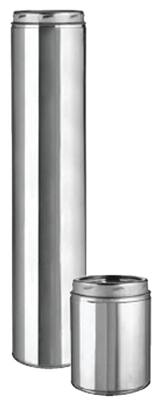 SELKIRK Selkirk 206148U Chimney Pipe, 6 in ID, 8 in OD, 48 in L, Stainless Steel, Includes: Twist-Lock Coupler with Locking Band