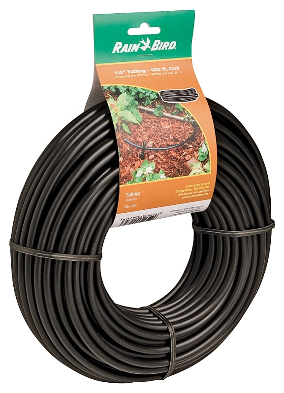 RAINBIRD Rain Bird T22-100S Blank Tubing, 0.165 in ID, 100 ft L, Plastic, Black