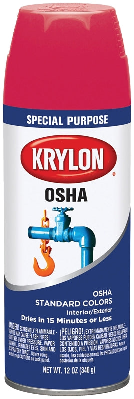 KRYLON Krylon K02116777 Spray Paint, Gloss, Safety Red, 12 oz, Can