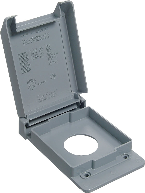 CARLON Carlon E98SRCN-CAR Device Cover, 4-53/64 in L, 3-11/16 in W, Rectangular, 1-Gang, Textured, Plastic, Gray ELECTRICAL CARLON