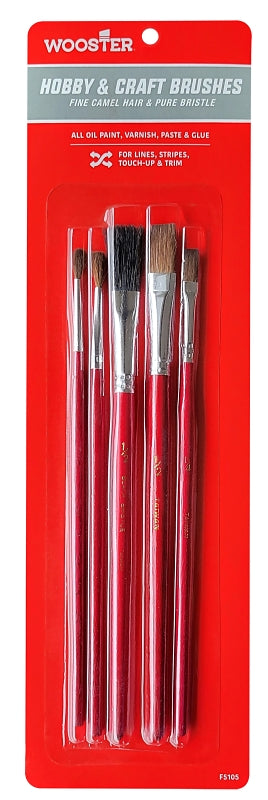 WOOSTER BRUSH Wooster F5105 Artist Paint Brush Set, Plastic Handle, 7-7/8 in OAL PAINT WOOSTER BRUSH