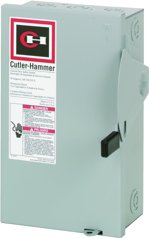 CUTLER-HAMMER Cutler-Hammer DG221NGB Safety Switch, 2 -Pole, 30 A, 240 V ELECTRICAL CUTLER-HAMMER