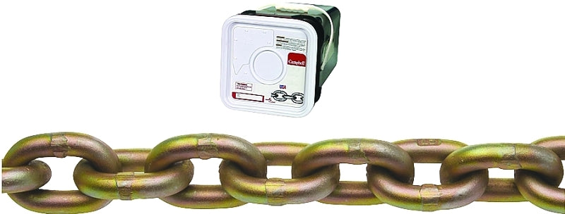 CAMPBELL CHAIN Campbell 0510526 Transport Chain, 5/16 in, 50 ft L, 4700 lb Working Load, 70 Grade, Carbon Steel, Chrome Yellow/Zinc