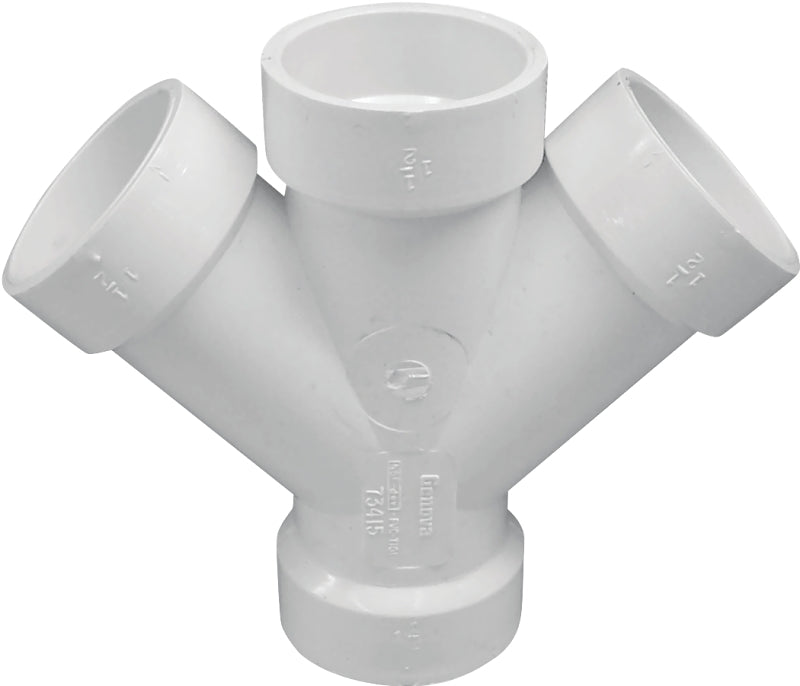 IPEX USA LLC-CANPLAS B & K 05840H DWV Double Pipe Wye, 3 in, Hub, PVC, White, SCH 40 Schedule PLUMBING, HEATING & VENTILATION IPEX USA LLC-CANPLAS