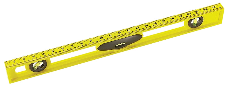 STANLEY STANLEY 42-468 I-Beam Level, 24 in L, 3-Vial, 2-Hang Hole, Non-Magnetic, ABS, Yellow