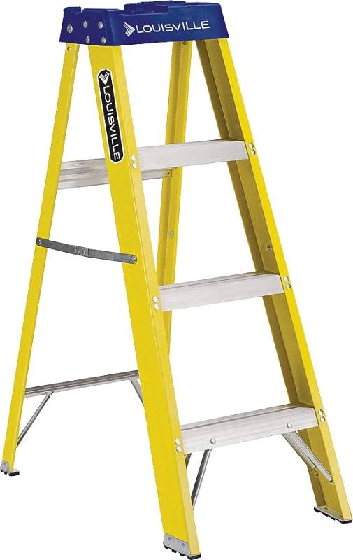 LOUISVILLE LADDER Louisville FS2004 Step Ladder, 4 ft H, Type I Duty Rating, Fiberglass, 250 lb