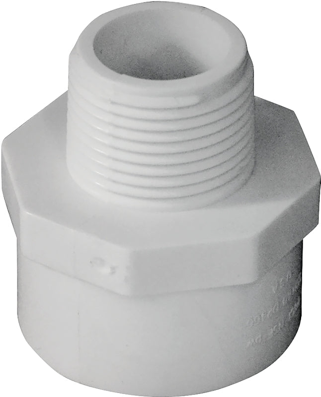 IPEX USA LLC-CANPLAS IPEX 435616 Reducing Pipe Adapter, 1 x 3/4 in, Slip x MPT, PVC, White, SCH 40 Schedule, 450 psi Pressure
