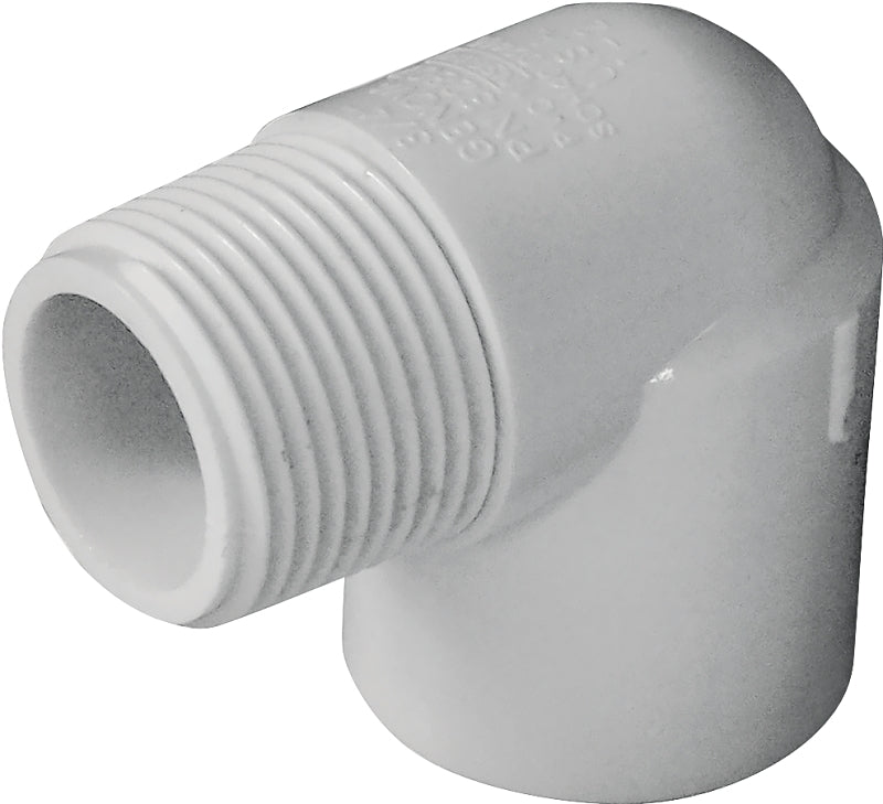 IPEX USA LLC-CANPLAS IPEX 435501 Street Pipe Elbow, 3/4 x 3/4 in, Slip x MPT, 90 deg Angle, PVC, White, SCH 40 Schedule
