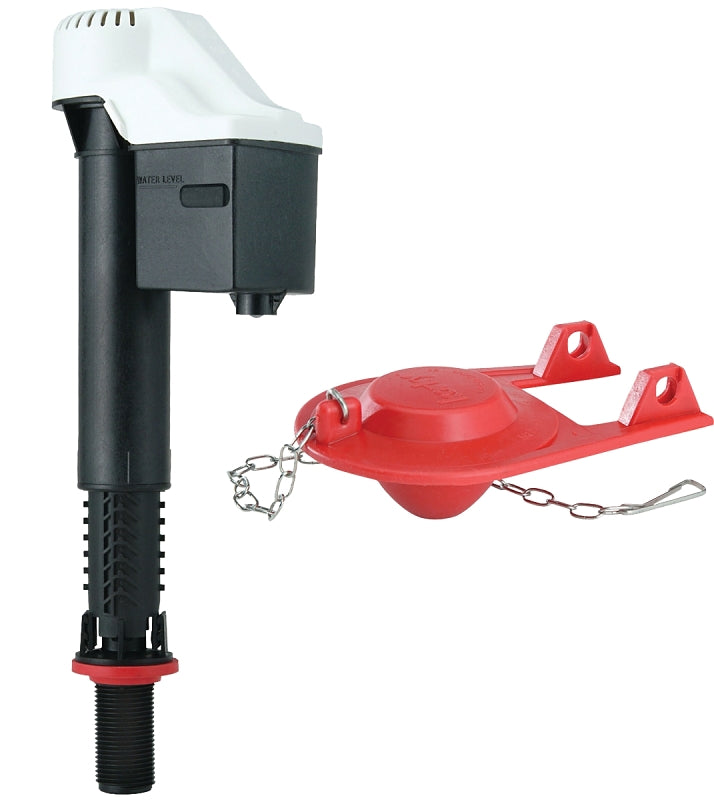 KORKY Korky QuietFILL Series 818BP Fill Valve and Premium Flapper Kit, Plastic Body, Black/White, Anti-Siphon: Yes
