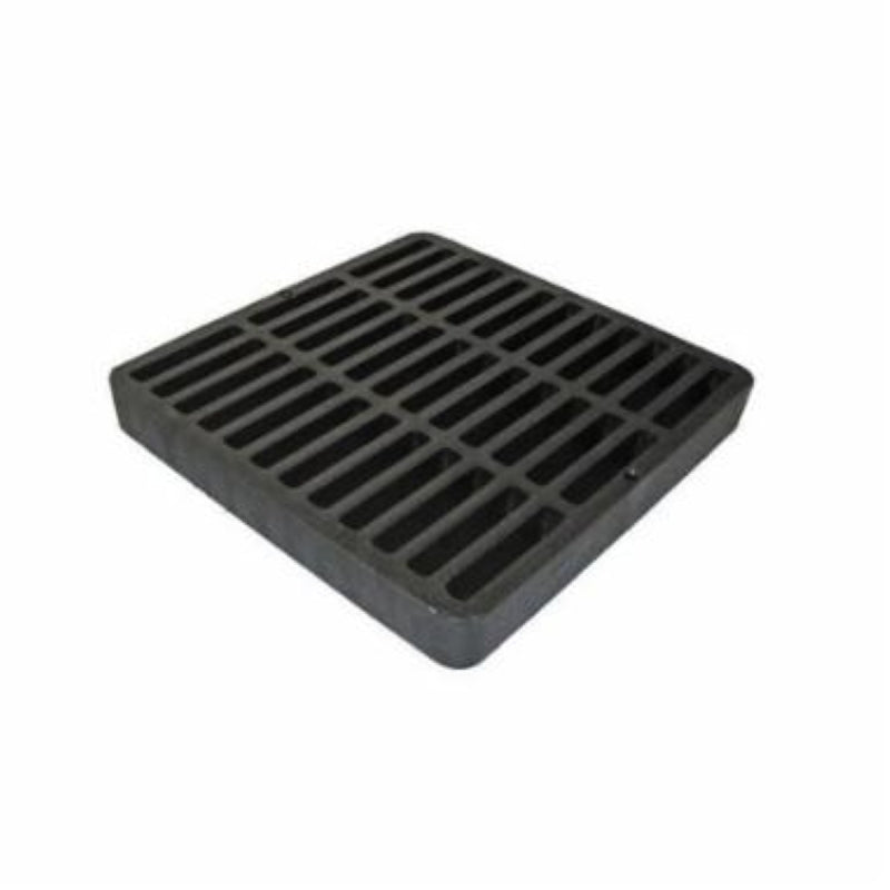 DRAINTECH DrainTech NDS980 Drain Grate, 9 in L, 9 in W, Square, 7/16 in Grate Opening, HDPE, Black