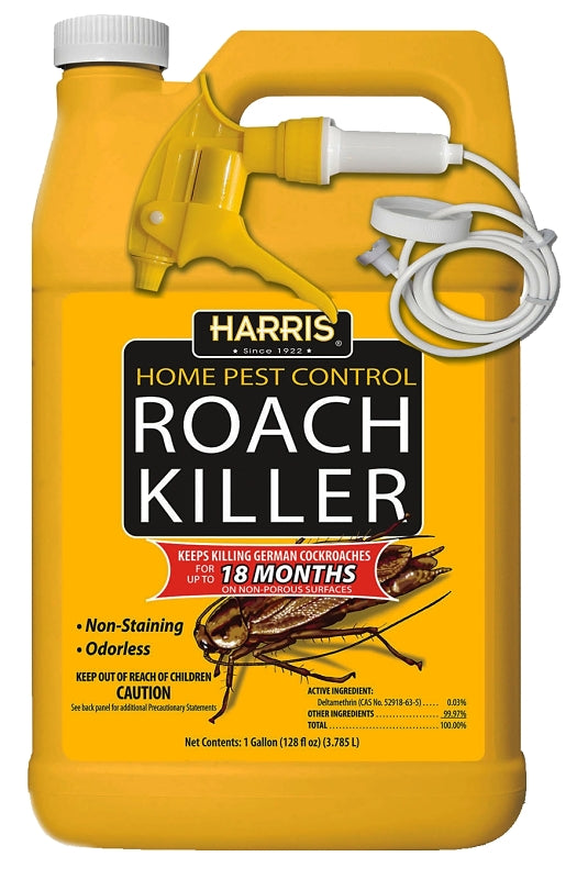 P.F. HARRIS MANUFACTURING Harris HRS-128 Roach Killer, Liquid, Spray Application, Indoor, Outdoor, 1 gal LAWN & GARDEN P.F. HARRIS MANUFACTURING