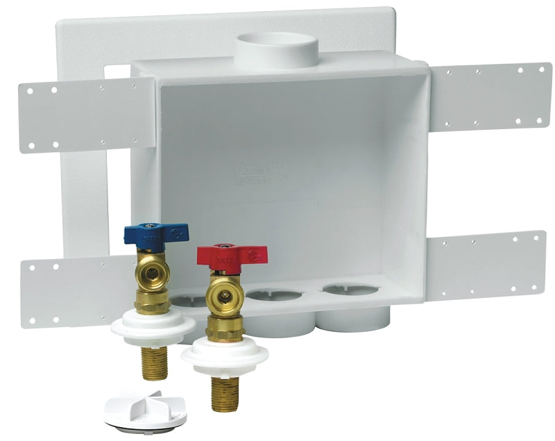OATEY Oatey Quadtro 38529 Washing Machine Outlet Box, 1/2 in Connection, Brass/Polystyrene PLUMBING, HEATING & VENTILATION OATEY