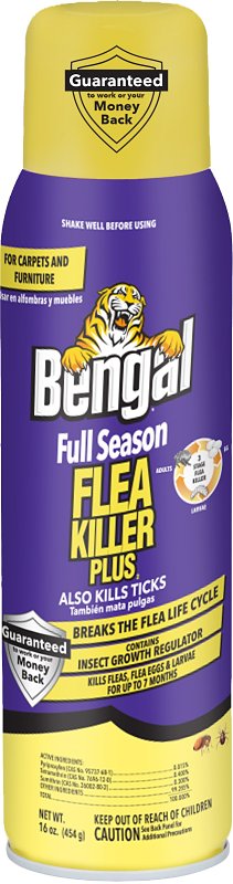 BENGAL Bengal Full Season 92445 Flea Killer Plus, Liquid, Spray Application, Indoor, 16 oz Aerosol Can
