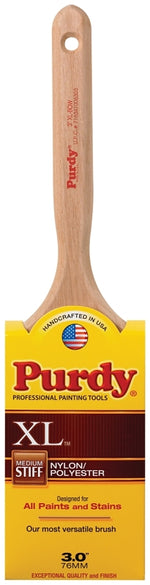 PURDY Purdy 144064330 Trim Brush, Natural Hardwood Handle, 3 in W, Nylon/Polyester Bristle, Fluted Handle PAINT PURDY