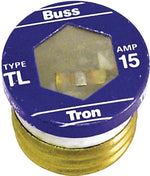 BUSSMANN Bussmann BP/TL-15 Plug Fuse, 15 A, 125 V, 10 kA Interrupt, Time Delay Fuse, Plastic Body ELECTRICAL BUSSMANN
