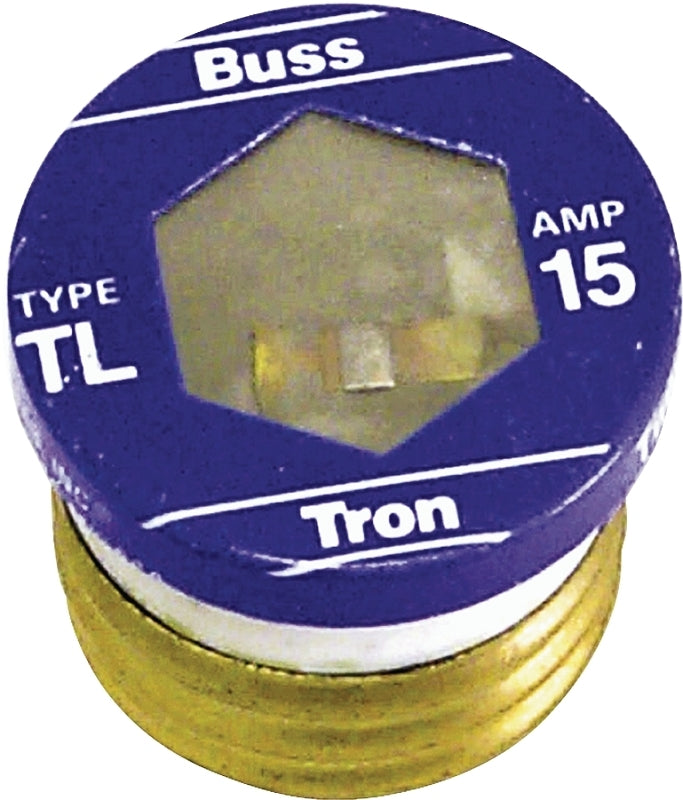 BUSSMANN Bussmann BP/TL-15 Plug Fuse, 15 A, 125 V, 10 kA Interrupt, Time Delay Fuse, Plastic Body ELECTRICAL BUSSMANN