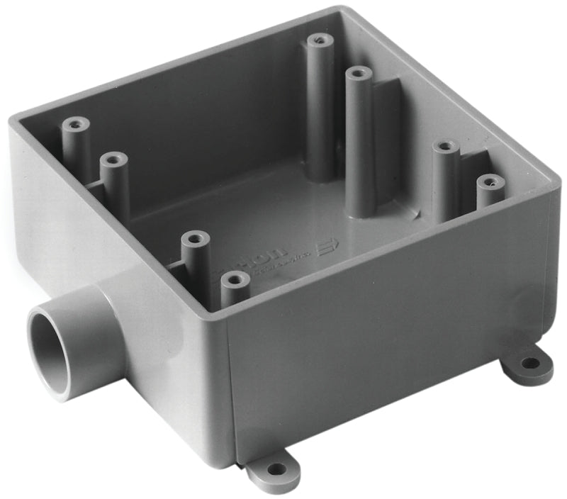 CARLON Carlon E9802E-CTN Switch Box, 2 -Gang, 1 -Outlet, PVC, Gray