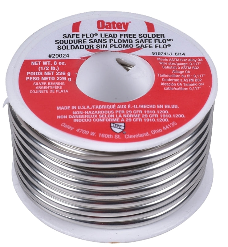 OATEY Oatey Safe-Flo 29024 Wire Solder, 1/2 lb, Solid, Silver, 415 to 455 deg F Melting Point TOOLS OATEY