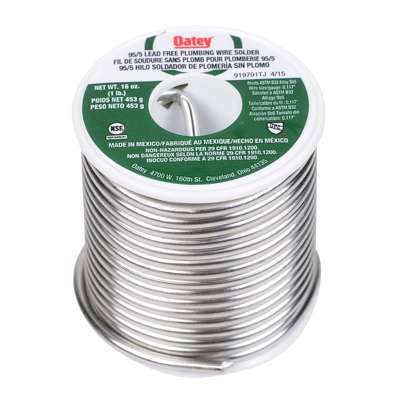 OATEY Oatey 22018 Plumbing Wire Solder, 1 lb, Solid, Silver, 450 to 464 deg F Melting Point TOOLS OATEY