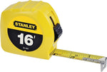 STANLEY STANLEY 30-495 Measuring Tape, 16 ft L Blade, 3/4 in W Blade, Steel Blade, ABS Case, Yellow Case, 7 ft Standout