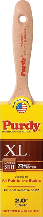 PURDY Purdy 380320 Trim Brush, Natural Hardwood Handle, 2 in W, Nylon/Polyester Bristle, Beaver Tail Handle PAINT PURDY