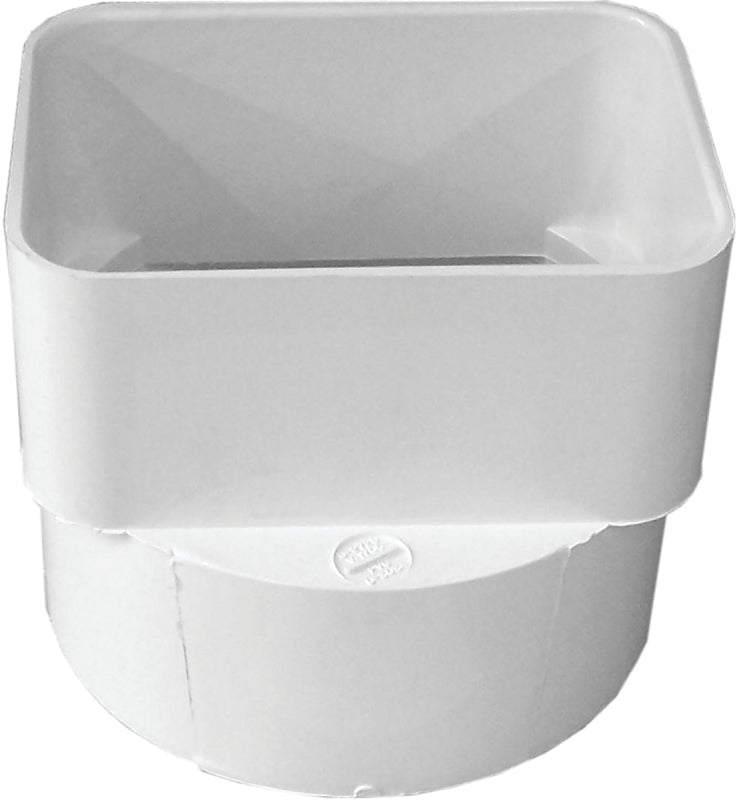 IPEX USA LLC-CANPLAS Canplas 414434BC Downspout Adapter, 3 x 4 x 4 in Connection, Hub, PVC, White PLUMBING, HEATING & VENTILATION IPEX USA LLC-CANPLAS