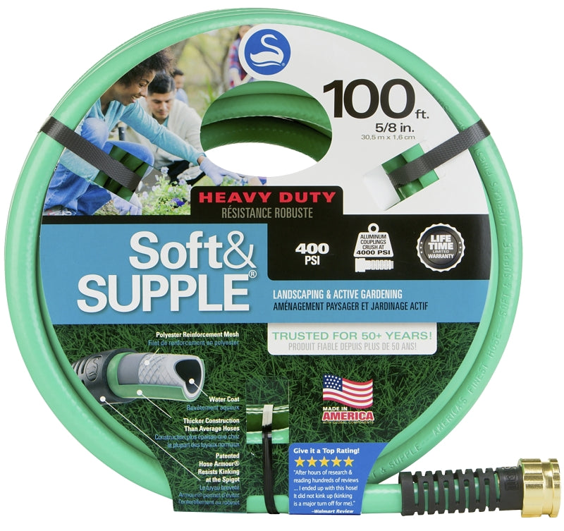 LAWN & GARDEN LLC Swan SNSS58100 Garden Hose, 100 ft L, Rubber/Vinyl, Green HOUSEWARES LAWN & GARDEN LLC