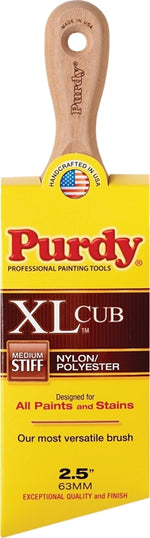 PURDY Purdy 144153325 Trim Brush, Natural Hardwood Handle, 2-1/2 in W, Angular Brush, Nylon/Polyester Bristle, Short Handle PAINT PURDY
