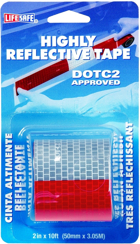 INCOM MANUFACTURING Incom RE2110 Reflective Tape, 10 ft L, 2 in W, Red/Silver AUTOMOTIVE INCOM MANUFACTURING