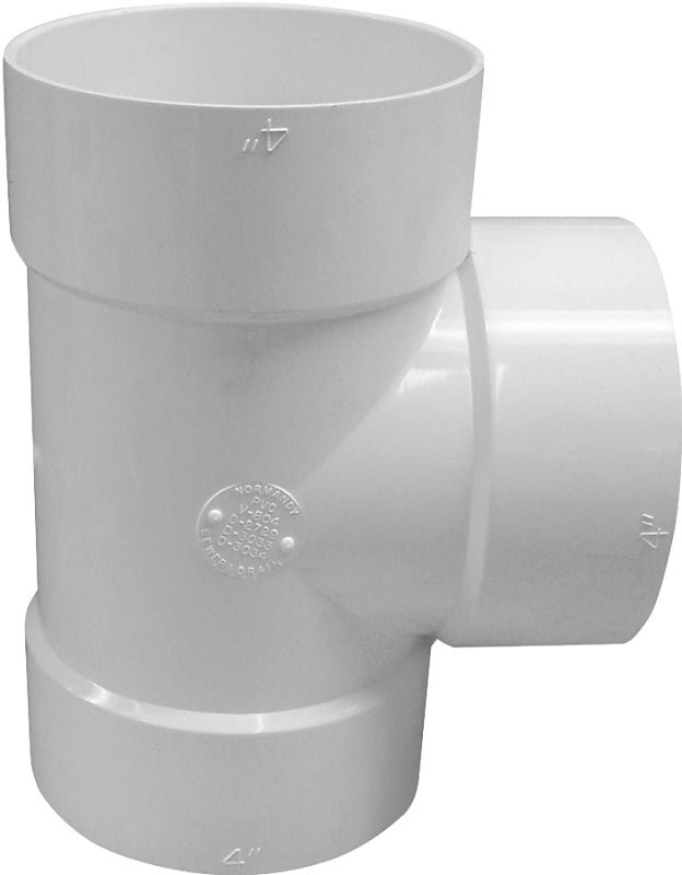 IPEX USA LLC-CANPLAS Canplas 414104BC Bullnose Pipe Tee, 4 in, Hub, PVC, White PLUMBING, HEATING & VENTILATION IPEX USA LLC-CANPLAS