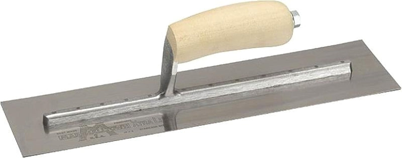 MARSHALLTOWN Marshalltown MXS62 Finishing Trowel, 12 in L Blade, 4 in W Blade, Spring Steel Blade, Curved Handle, Wood Handle