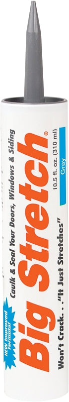 SASHCO SEALANTS Big Stretch 10010 Adhesive Caulk, Gray, 4 to 5 days Curing, 40 to 120 deg F, 10.5 oz Cartridge