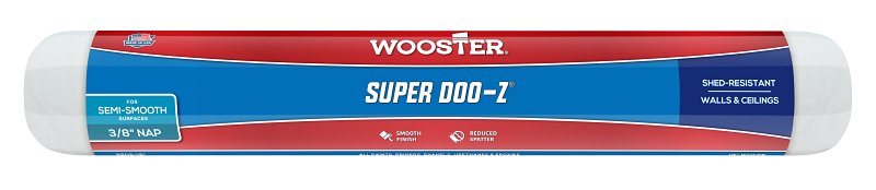 WOOSTER BRUSH Wooster R205-18 Roller Cover, White, 3/8 in Thick Nap, 18 in L PAINT WOOSTER BRUSH