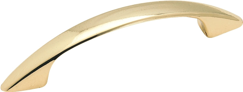 AMEROCK Amerock BP34163 Cabinet Pull, 4-1/16 in L Handle, 3/4 in H Handle, 3/4 in Projection, Zinc, Polished Brass