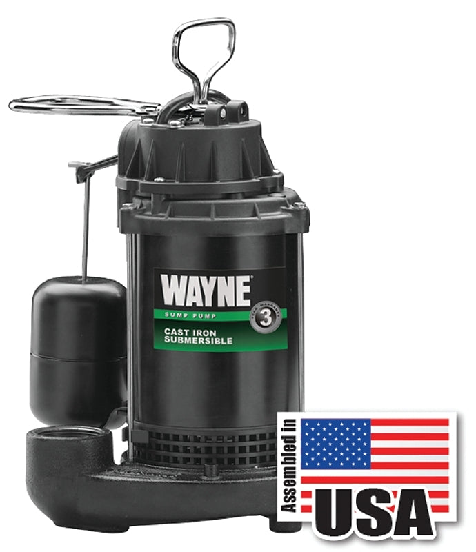 WAYNE Wayne CDU790 Sump Pump, 1-Phase, 9.5 A, 120 V, 0.33 hp, 1-1/2 in Outlet, 20 ft Max Lift Head, 1200 gph