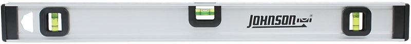 HULTAFORS Johnson 1300-3600 I-Beam Level with Rule, 36 in L, 3-Vial, Non-Magnetic, Aluminum, Silver