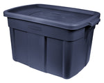 RUBBERMAID Rubbermaid Roughneck RMRT180000 Storage Box, Polyethylene, Dark Indigo, 23.9 in L, 15.9 in W, 16-1/2 in H