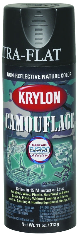 KRYLON Krylon K04292777 Camouflage Spray Paint, Ultra Flat, Camouflage Brown, 11 oz