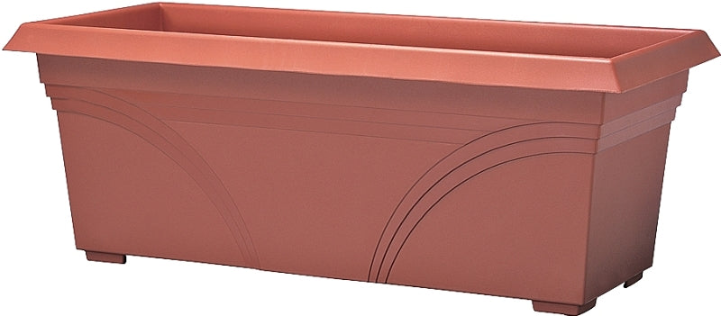 SOUTHERN PATIO Southern Patio DP2710TC Deck Planter, 10 in H, 12 in W, 27 in L, Rectangular, Plastic, Terracotta