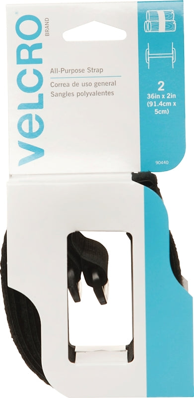 VELCRO BRAND VELCRO Brand 90440 Hook and Loop Fastener, 2 in W, 36 in L, Velcro, Black