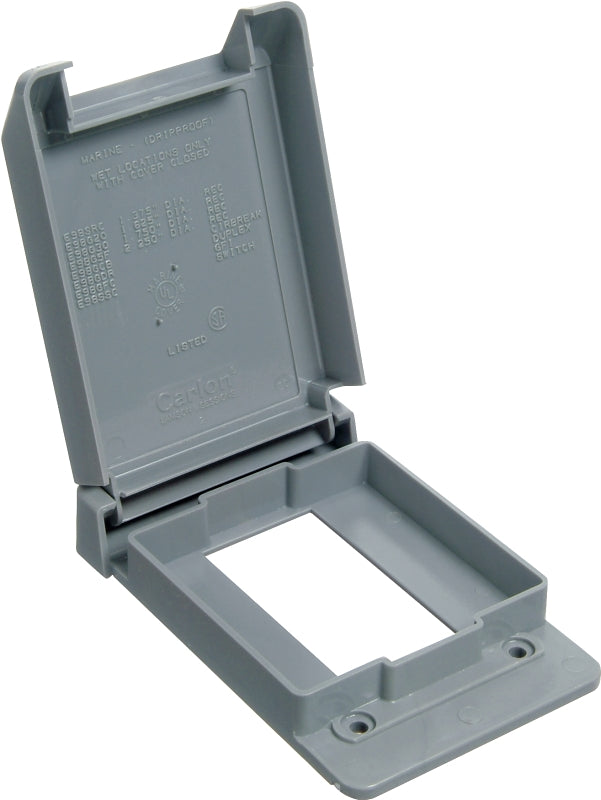 CARLON Carlon E98GFCN-CAR Device Cover, 4-53/64 in L, 3-11/16 in W, Rectangular, Polycarbonate, Gray, Textured ELECTRICAL CARLON