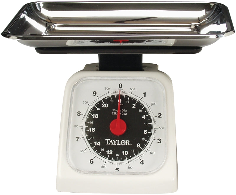 TAYLOR Taylor 3880 Kitchen Scale, 22 lb Capacity, Analog Display, Stainless Steel Platform, Styrene Housing Material, g, oz