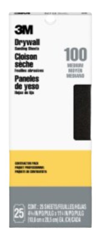 3M 3M 99432 Sandpaper, 11-1/4 in L, 4-3/16 in W, 100 Grit, Medium, Aluminum Oxide Abrasive PAINT 3M