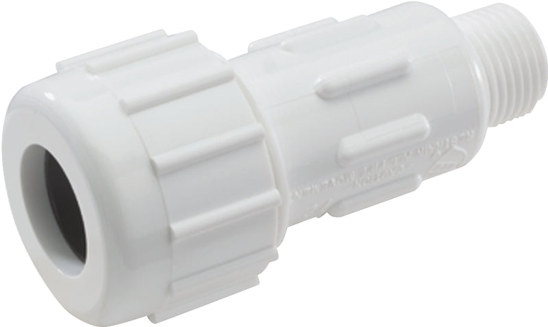 B & K INDUSTRIES NDS CPA-0500 Pipe Adapter, 1/2 in, Compression x MPT, PVC, White, SCH 40 Schedule, 150 psi Pressure