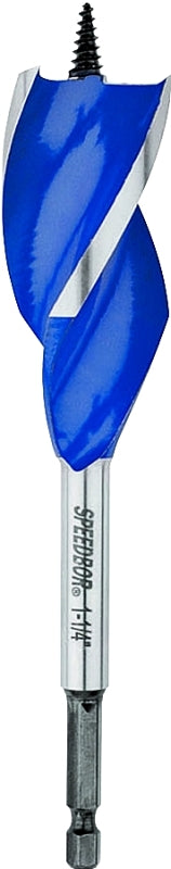 IRWIN Irwin Speedbor 3041009 Auger Boring Bit, 1-1/4 in Dia, 6 in OAL, Tapered Flute, 3-Flute, 1/4 in Dia Shank, Hex Shank TOOLS IRWIN