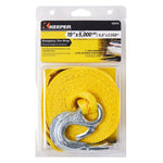 KEEPER Keeper 02815 Emergency Tow Strap, 5000 lb, 2 in W, 15 ft L, Hook End, Polyester, Yellow AUTOMOTIVE KEEPER