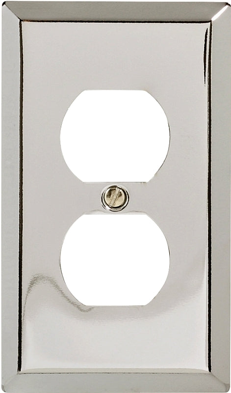 AMERELLE Amerelle 161D Duplex Receptacle Wallplate, 4-5/16 in L, 2-7/8 in W, 1-Gang, Steel, Polished Chrome