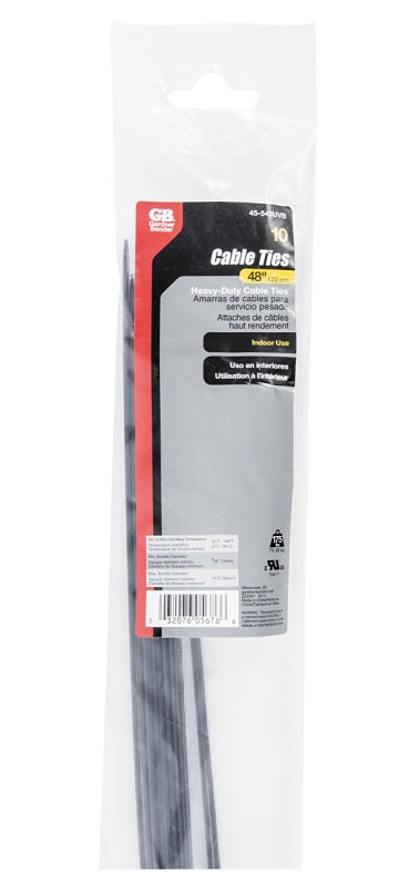 GB Gardner Bender 45-548UVB Cable Tie, 6/6 Nylon, Black, 48 in L, 10/PK ELECTRICAL GB