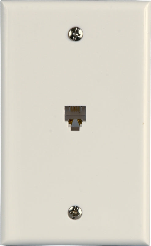 ZENITH Zenith TW1001SW Telephone Wallplate, 4-1/2 in L, 2-3/4 in W, 1 -Gang, White